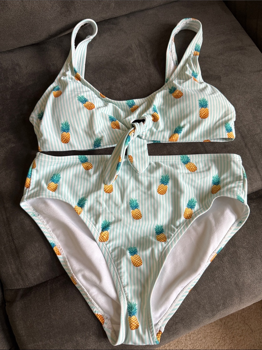 Pineapple Print Mint Two-Piece Swim Set